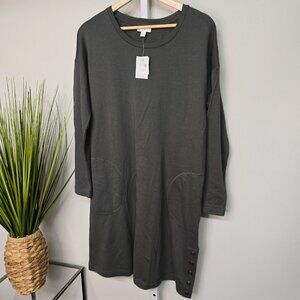 NWT J. Jill French Terry Gray Knee Length Long Sleeve Sweatshirt Dress Medium